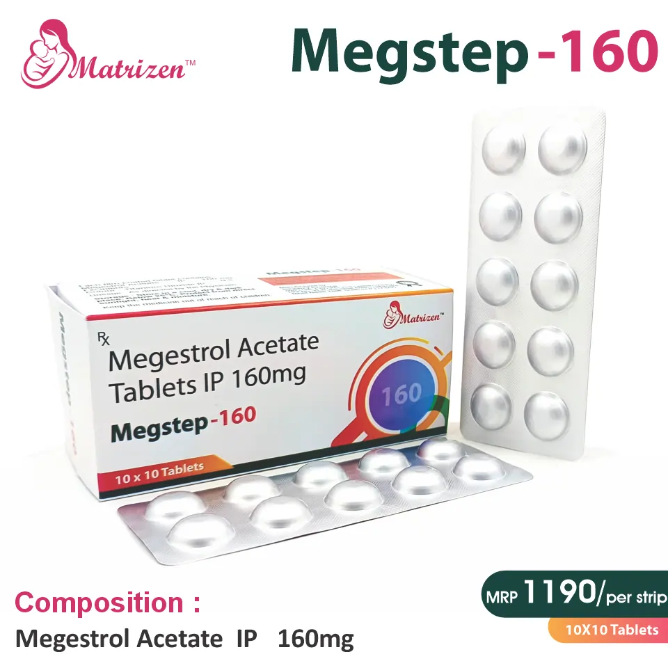 Megestrol Acetate 160mg SR Tablet at the best price in PCD Pharma Franchise for Progestin, Cancer, and Weight Loss Management.